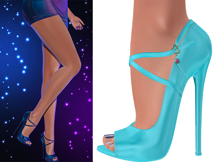 Isla Peep Toe Stiletto Pumps [Turquoise Blue] - Maitreya Lara • Legacy • Reborn