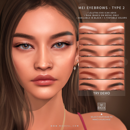 Nuve. Mei eyebrows type 2 - Lelutka Evo X
