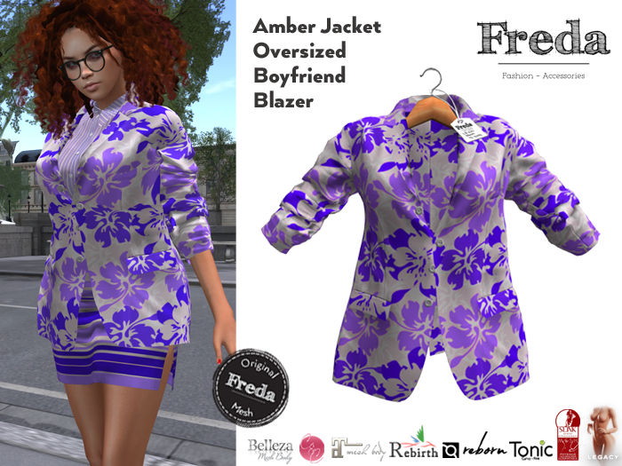 "Freda" Amber Oversized Boyfriend Blazer Jacket Lilac Purple Flowers, Freya Slink, Tonic, Rebirth, Reborn, Legacy, Gen.X