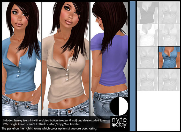 Nyte'N'Day - Henley Tee Shirt - Blue