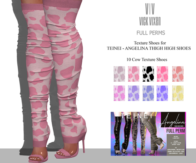 VIV PERMS - TEXTURE SHOES COW TEINEI - ANGELINA THIGH HIGH SHOE