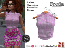 "Freda" Amber Sleeveless Blouse Tucked-In Shirt Pink Stripes, Secretary, Office, Freya, Rebirth, Reborn, Tonic, Slink
