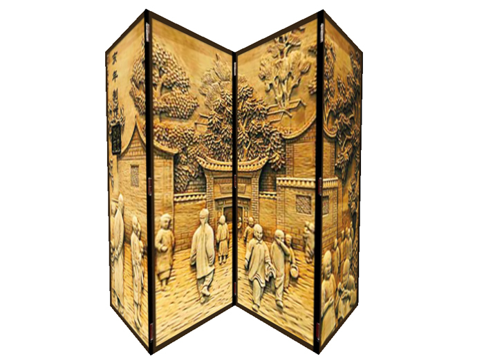 Ancient Chinese wood carving 1 prim screen hinged