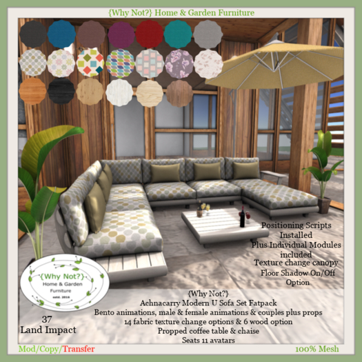 {Why Not?} Achnacarry Modern U Sofa Set Fatpack-Boxed