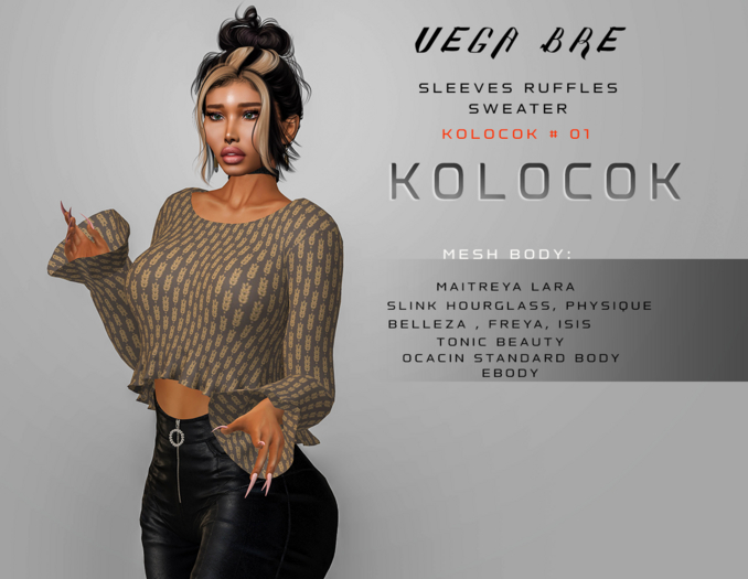 VEGA BRE - SLEEVES RUFFLE SWEATER " KOLOCOK " # 01