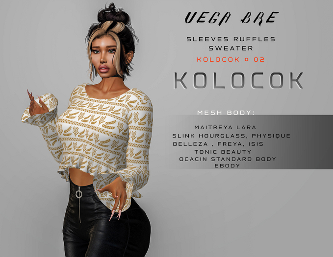 VEGA BRE - SLEEVES RUFFLE SWEATER " KOLOCOK " # 02