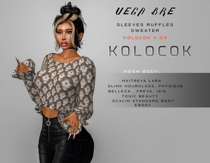 VEGA BRE - SLEEVES RUFFLE SWEATER " KOLOCOK " # 04