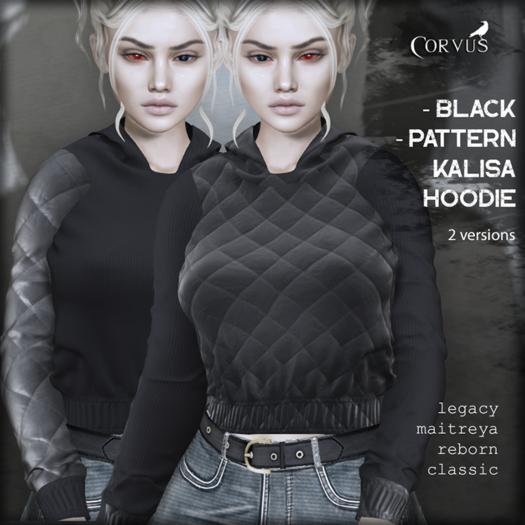 Corvus : Black Pattern Kalisa Hoodie