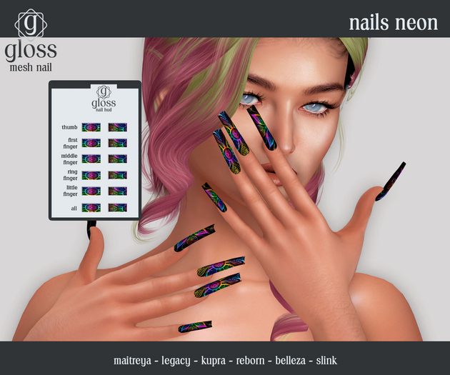 *Gloss* Nails Neon - Square