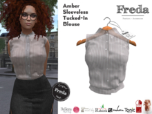 "Freda" Amber Sleeveless Blouse Tucked-In Shirt Grey Stripes, Secretary, Office, Freya, Rebirth, Reborn, Tonic, Slink