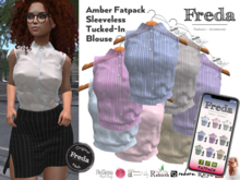 "Freda" Fatpack Amber Sleeveless Blouse Tucked-In Shirt 8 col HUD Secretary Office, Freya, Rebirth, Reborn, Tonic, Slink