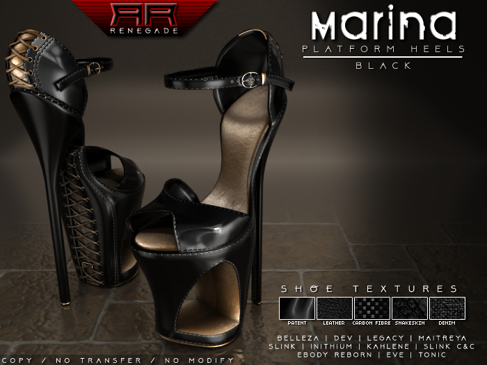 [Renegade] Marina Platform Heels - Black