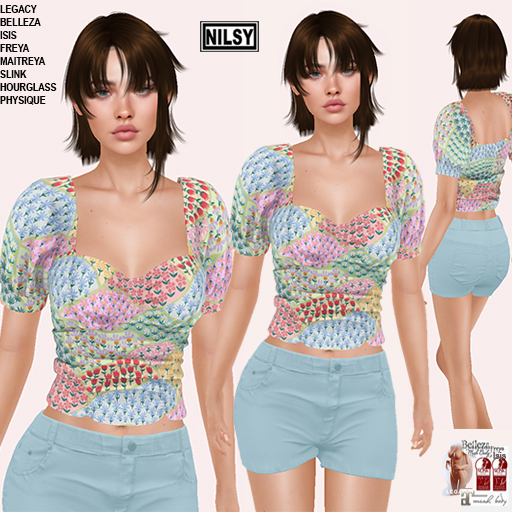 DRAPED TOP AND SHORTS,MESH BODY