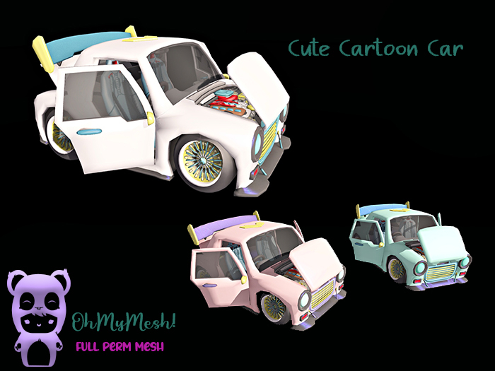 OhMyMesh! Cute Cartoon Car - Full Perm Mesh