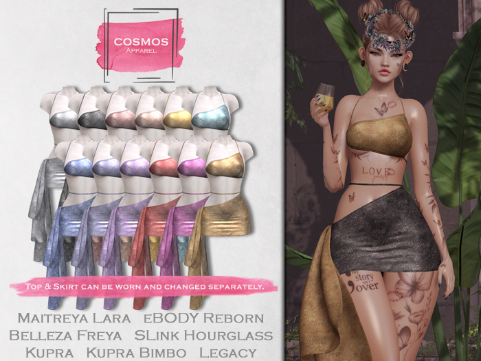 [COSMOS] Ines Top & Skirt Set Glitter / 12 Colors Fatpack Demo