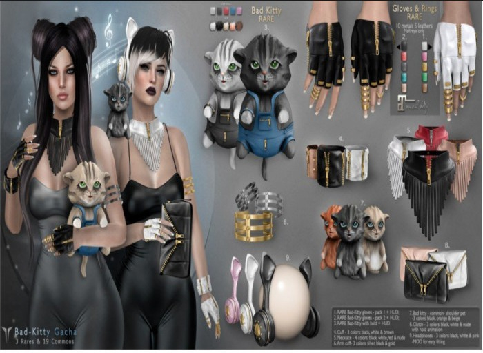 **RE** Bad-Kitty Necklace - Red - BOX - Common