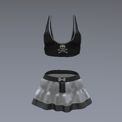 White Polkadot Pirate Inithium Miniskirt Set