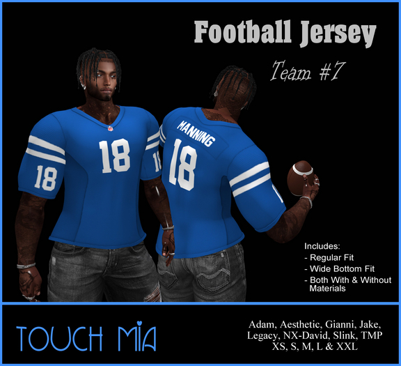 TOUCH MIA - Mens Football Jersey - Team #7 v2