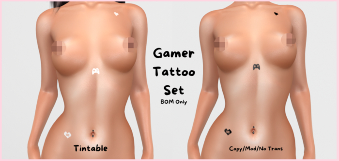 -Tiny Tattoos- BOM Gamer Tattoo Set (4 Pack+Tint)