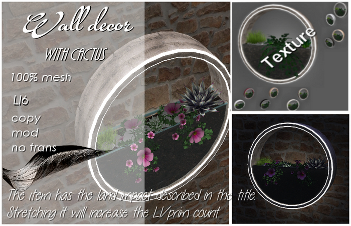 wall decoration round with catus