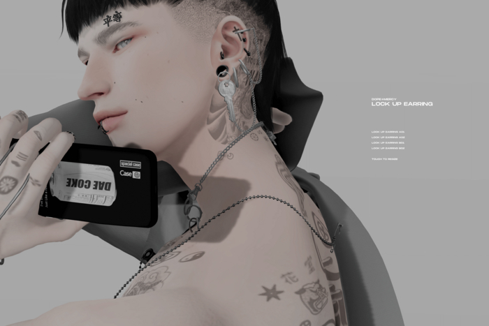[Dope+Mercy]Lock up Earring_Black (ADD)