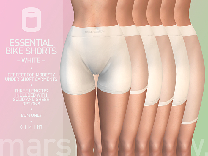 marshmallow. White Bike Shorts