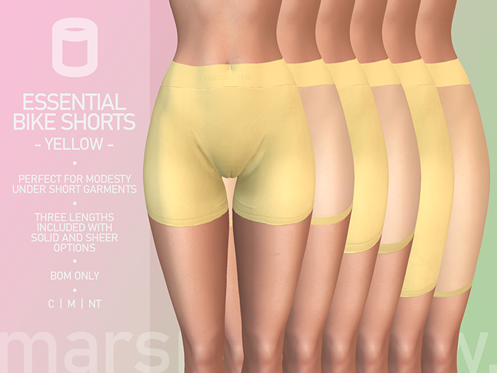 marshmallow. Yellow Bike Shorts