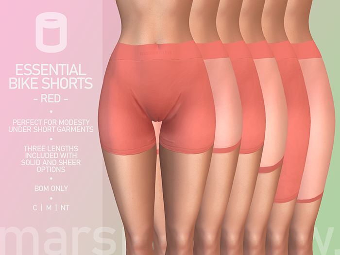 marshmallow. Red Bike Shorts