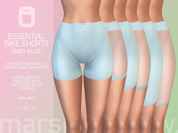 marshmallow. Baby Blue Bike Shorts