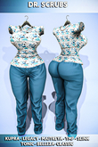 Blue Dino Medical Scrubs (Top & Bottom included!)