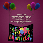 Tacked Flag Happy Birthday & Balloons