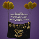 Tacked Flag Happy New Year & Balloons