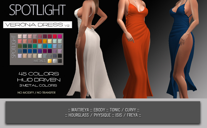 SPOTLIGHT - VERONA DRESS v2 (DEMO Available In-World) 