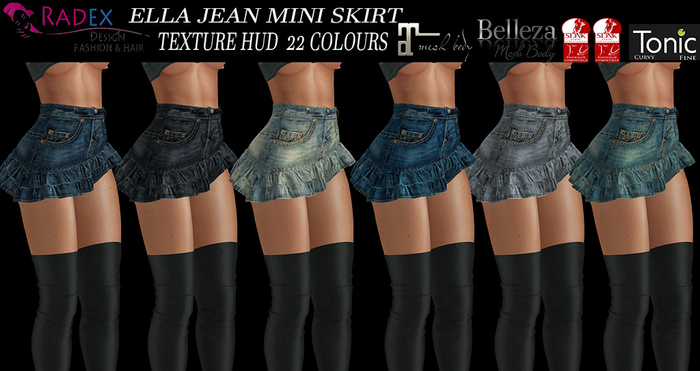 RADEX R-4 Mesh Ella All Colours Jean Mini Skirt