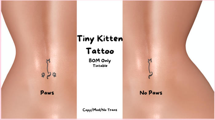 -Tiny Tattoos- BOM Tiny Kitten Tattoo (Black+Tint)