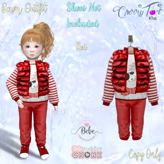 *Cherry Tot* Bebe Fitted Snow Outfit Sam Red (Wear&Click)