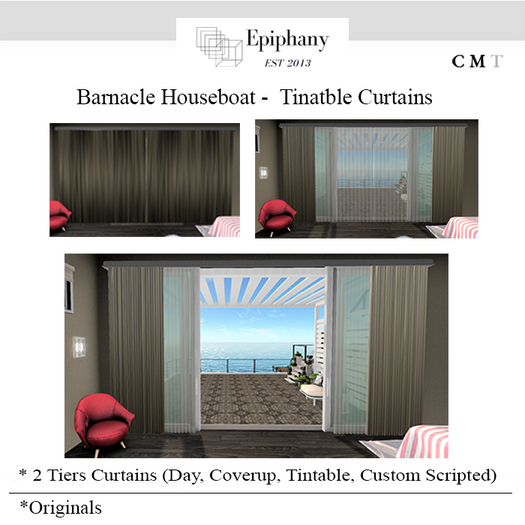 Tintable Double Curtains Set  - Barnacle Houseboat