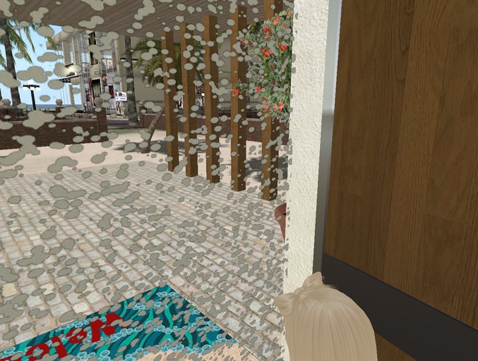 snow falling doorway
