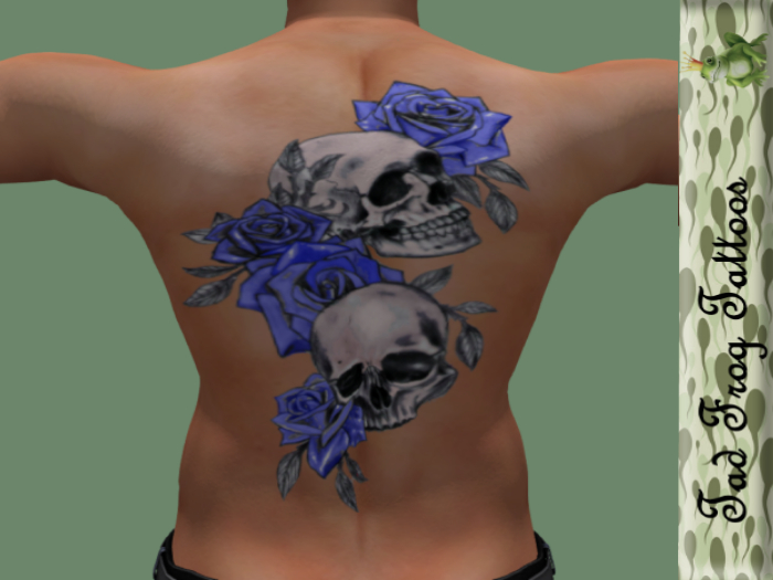 Skulls n Roses Tattoo Blue 1b