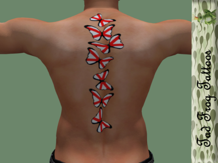 English Butterflies Back Tattoo 1