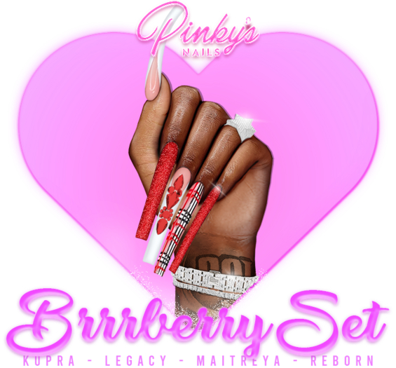 !! Pinky's Nails !! Brrrberry Set ' Coffin