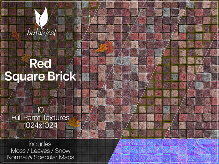 Botanical - Square Brick Textures: Red