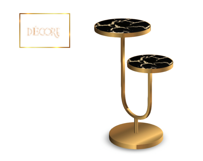 Decor'e - Sidetable double top *  GOLD & BLACK MARMOL TOP