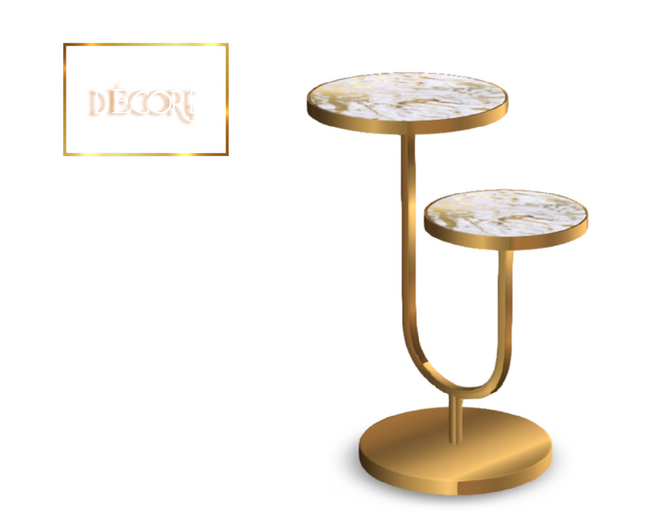 Decor'e - Sidetable double top *  GOLD & WHITE MARMOL TOP* ADD