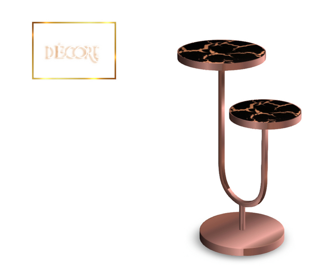 Decor'e - Sidetable double top * ROSE GOLD & BLACK MARMOL