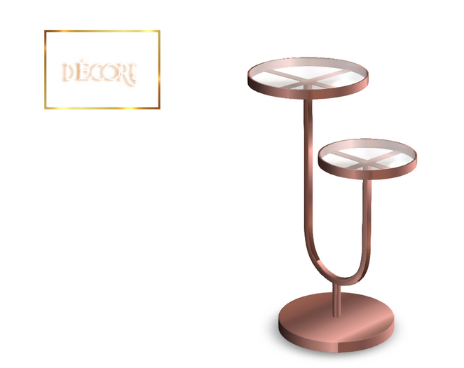Decor'e - Sidetable double top * ROSE GOLD & GLASS TOP