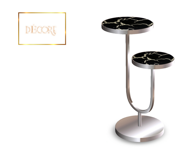 Decor'e - Sidetable double top * SILVER & BLACK  MARMOL