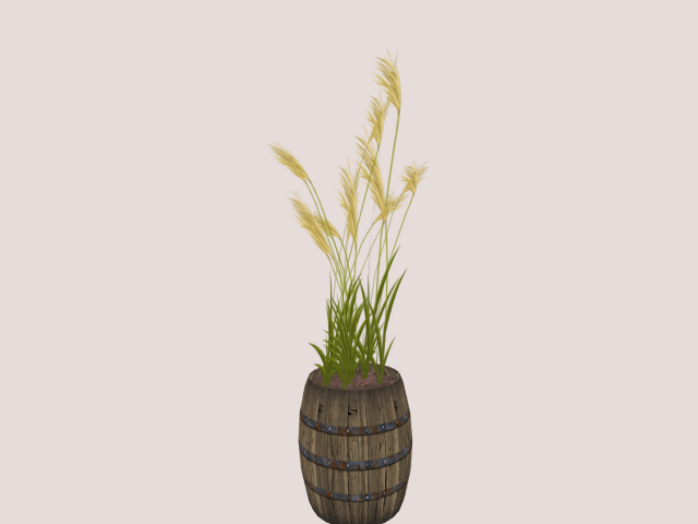 Barrel With Wild Grass