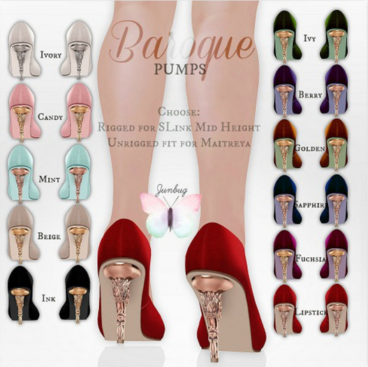 *{Junbug}* Baroque Pumps [Ink] - Maitreya Unrigged