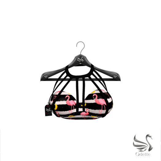 Odette - Flamingo Top Black Pattern